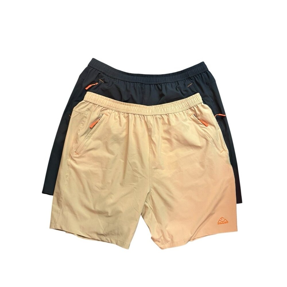Outdoor Sports Men's Size 2XL Tan & Charcol Pull on Drawstring Shorts Lot of 2